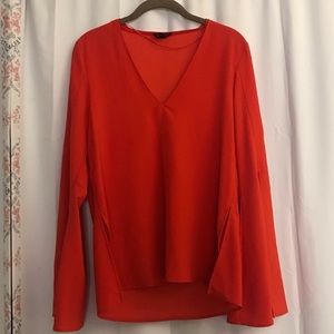 Topshop Red Orange Bell Sleeve Top Size 6